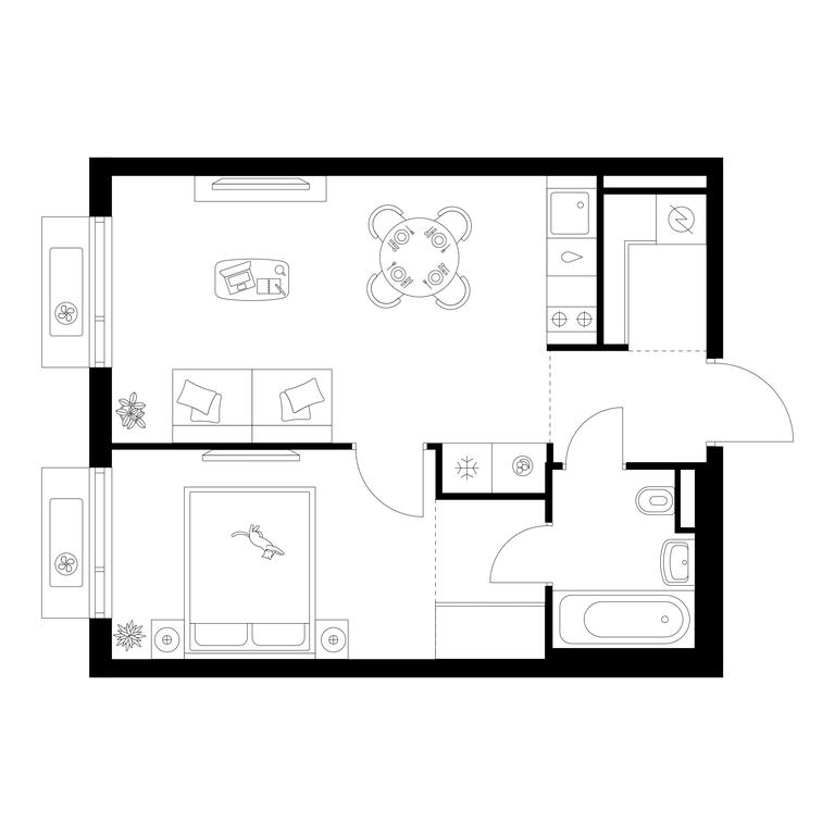 1-BD Apartment Sale, 39.12 sq. m. at Ilinskie Luga, Zapovednaya Street, 1, posyolok Ilyinskoye-Usovo, Krasnogorsk City District, Moscow Region, Russia #1