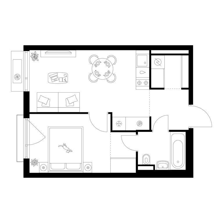 1-BD Apartment Sale, 36.85 sq. m. at Ilinskie Luga, Zapovednaya Street, 1, posyolok Ilyinskoye-Usovo, Krasnogorsk City District, Moscow Region, Russia #1