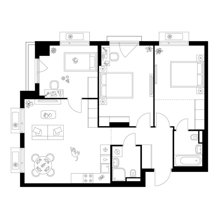 3-BD Apartment Sale, 79.82 sq. m. at Ilinskie Luga, Zapovednaya Street, 1, posyolok Ilyinskoye-Usovo, Krasnogorsk City District, Moscow Region, Russia #1