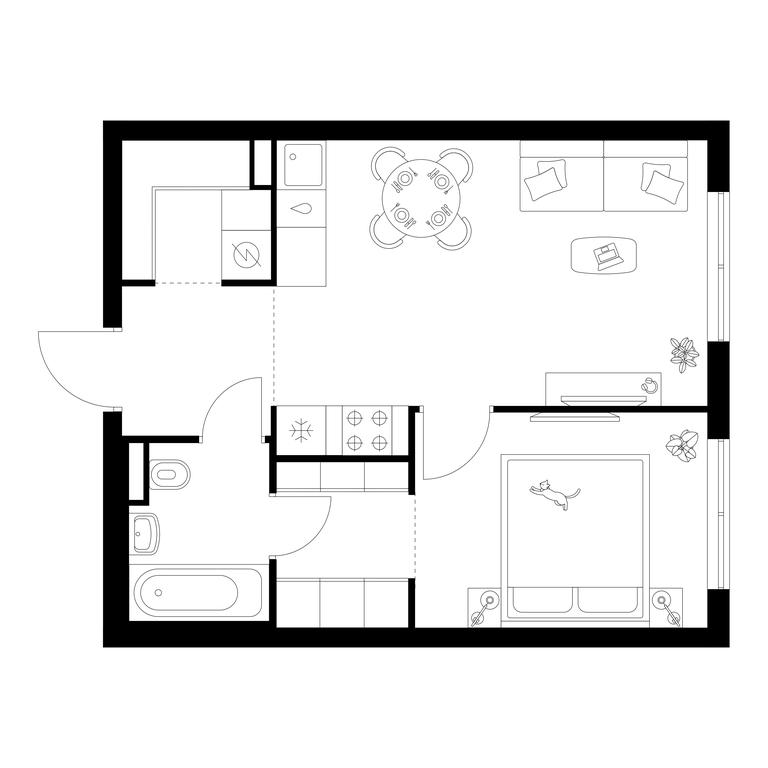 1-BD Apartment Sale, 40.1 sq. m. at Ilinskie Luga, Zapovednaya Street, 1, posyolok Ilyinskoye-Usovo, Krasnogorsk City District, Moscow Region, Russia #1