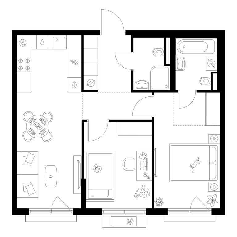 2-BD Apartment Sale, 56.04 sq. m. at Ilinskie Luga, Zapovednaya Street, 1, posyolok Ilyinskoye-Usovo, Krasnogorsk City District, Moscow Region, Russia #1