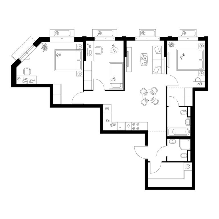 3-BD Apartment Sale, 80.4 sq. m. at Ilinskie Luga, Zapovednaya Street, 1, posyolok Ilyinskoye-Usovo, Krasnogorsk City District, Moscow Region, Russia #1
