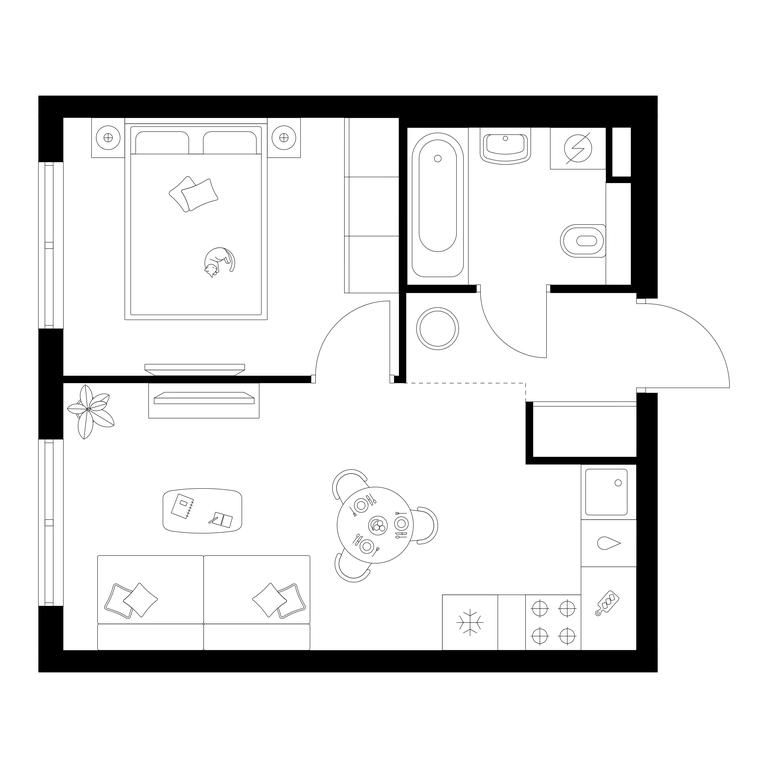 1-BD Apartment Sale, 34.1 sq. m. at Ilinskie Luga, Zapovednaya Street, 1, posyolok Ilyinskoye-Usovo, Krasnogorsk City District, Moscow Region, Russia #1