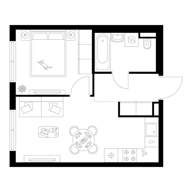 1-BD Apartment Sale, 34.24平方米 at Ilinskie Luga, Zapovednaya Street, 1, posyolok Ilyinskoye-Usovo, Krasnogorsk City District, Moscow Region, Russia #1