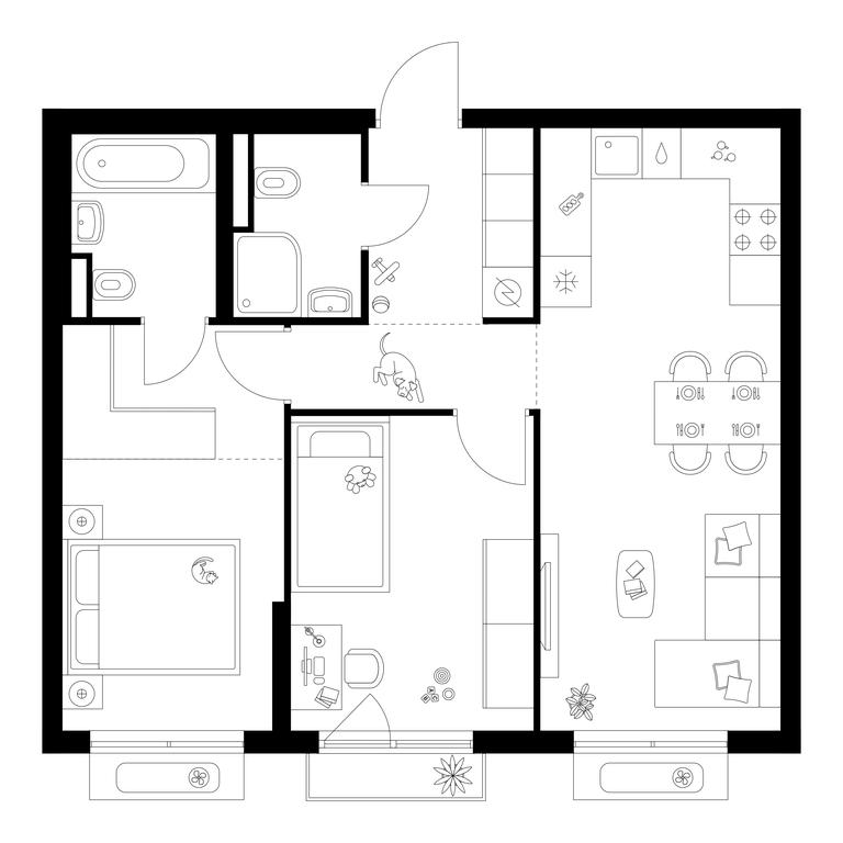 2-BD Apartment Sale, 57.3 sq. m. at Ilinskie Luga, Zapovednaya Street, 1, posyolok Ilyinskoye-Usovo, Krasnogorsk City District, Moscow Region, Russia #1