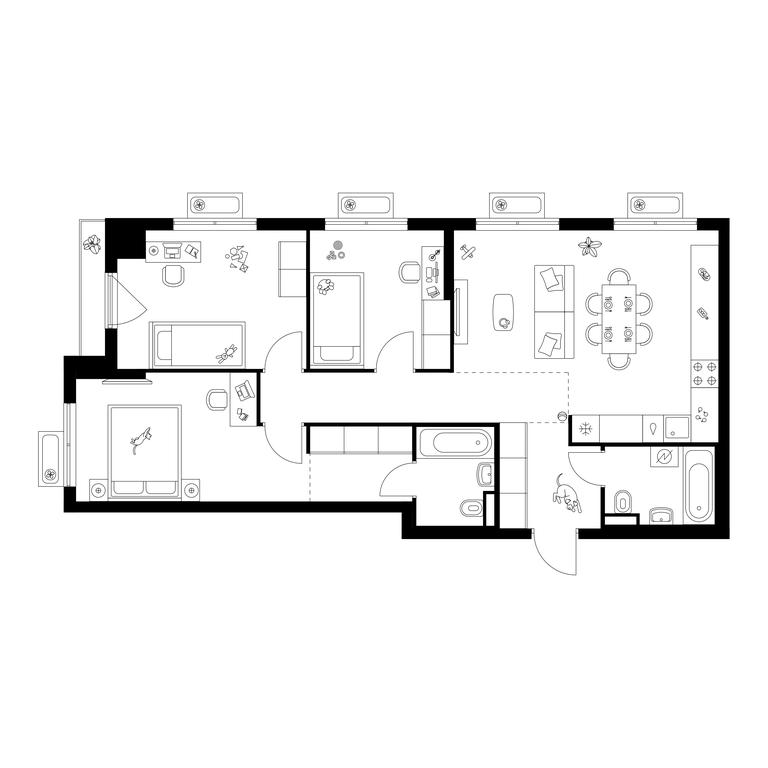 3-BD Apartment Sale, 80.4 sq. m. at Ilinskie Luga, Zapovednaya Street, 1, posyolok Ilyinskoye-Usovo, Krasnogorsk City District, Moscow Region, Russia #1