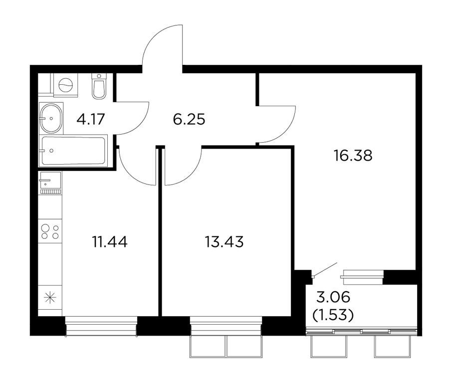 2-BD Apartment Sale, 53.2 sq. m. at Novoe Pushkino, mikrorayon Novoye Pushkino, Pushkino, Moscow Region, Russia #1