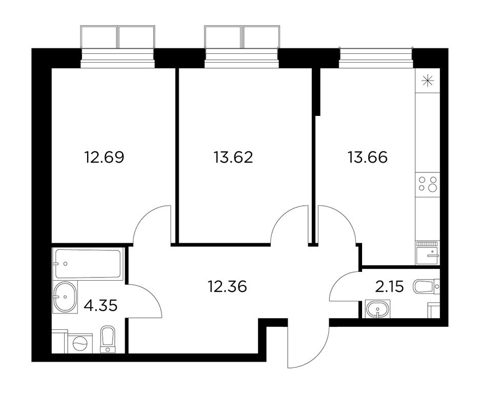 2-BD Apartment Sale, 58.83平方米 at Novoe Pushkino, mikrorayon Novoye Pushkino, Pushkino, Moscow Region, Russia #1 2-BD Apartment Sale, 58.83平方米 at Novoe Pushkino, mikrorayon Novoye Pushkino, Pushkino, Moscow Region, Russia #1