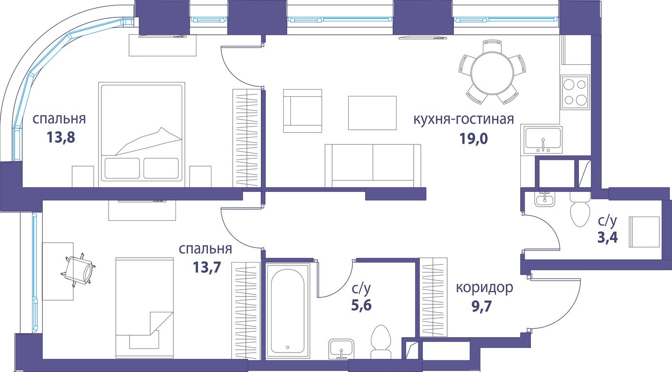 2-BD Apartment Sale, 65.2 sq. m. at Simvol, Nevelskogo Drive, 6к1, Moscow, Russia #1 2-BD Apartment Sale, 65.2 sq. m. at Simvol, Nevelskogo Drive, 6к1, Moscow, Russia #1