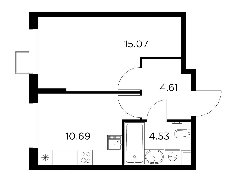 1-BD Apartment Sale, 35 sq. m. at Novoe Pushkino, mikrorayon Novoye Pushkino, Pushkino, Moscow Region, Russia #1