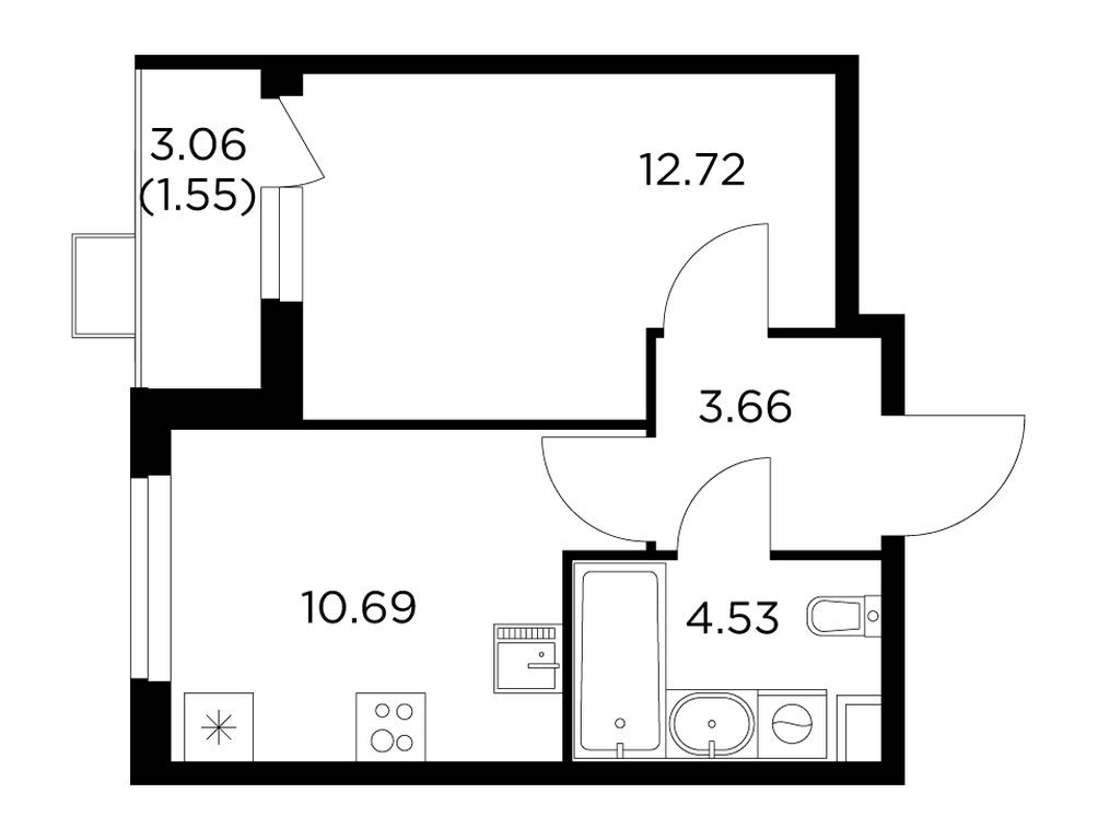 1-BD Apartment Sale, 33.13平方米 at Novoe Pushkino, mikrorayon Novoye Pushkino, Pushkino, Moscow Region, Russia #1