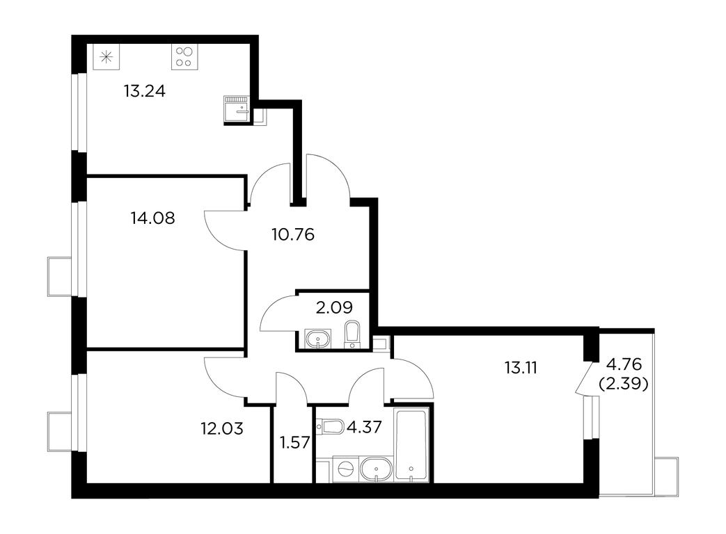 Продажа 3-комн. квартиры, 73,5 м² в ЖК «Новое Пушкино», микрорайон Новое Пушкино, Пушкино, Московская область, Россия #1