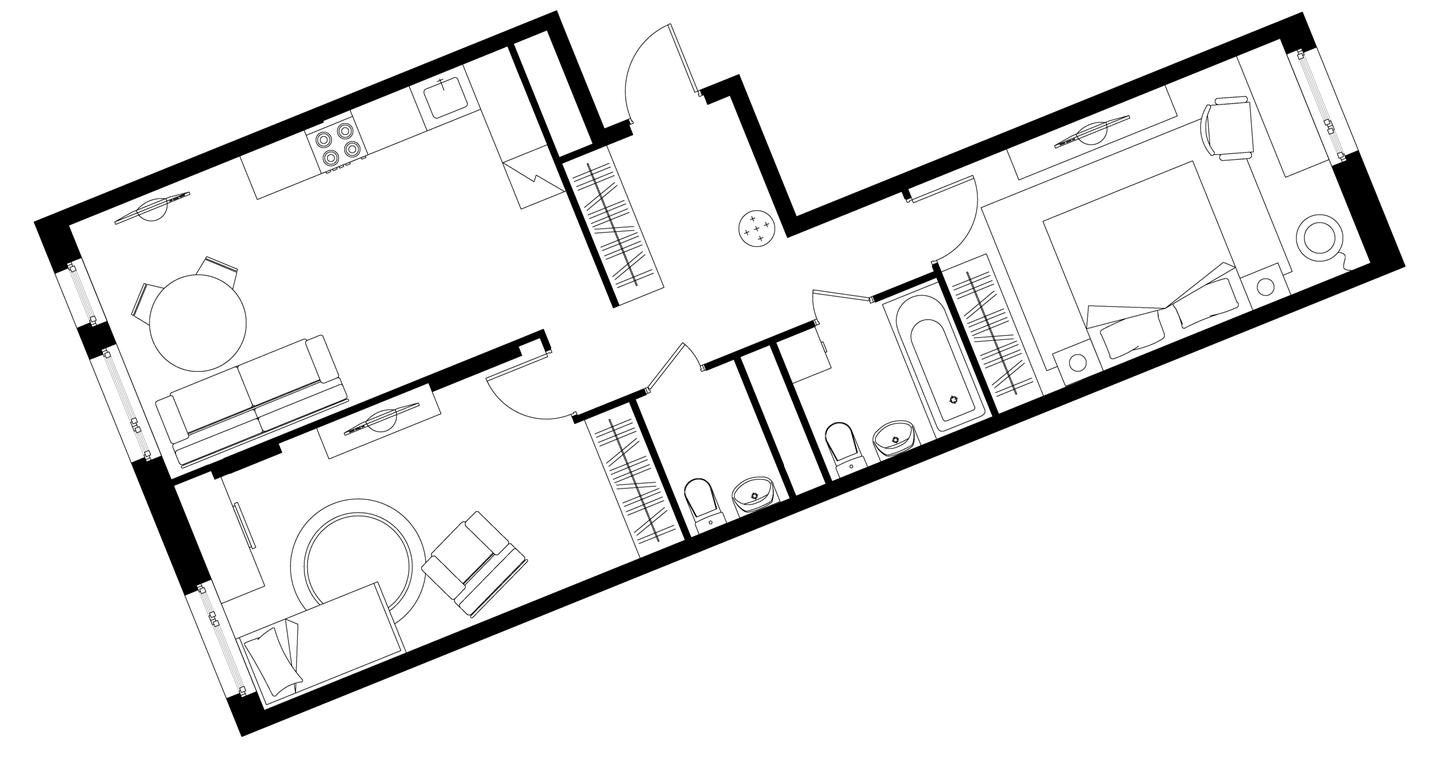 2-BD Apartment Sale, 66.7 sq. m. at Peredelkino Blizhnee, Korneya Chukovskogo Street, 1, Vnukovskoye Settlement, Moscow, Russia #1