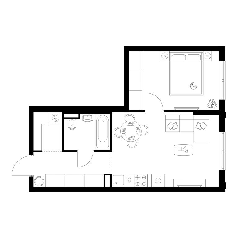 1-BD Apartment Sale, 40.66平方米 at Ilinskie Luga, Zapovednaya Street, 1, posyolok Ilyinskoye-Usovo, Krasnogorsk City District, Moscow Region, Russia #1