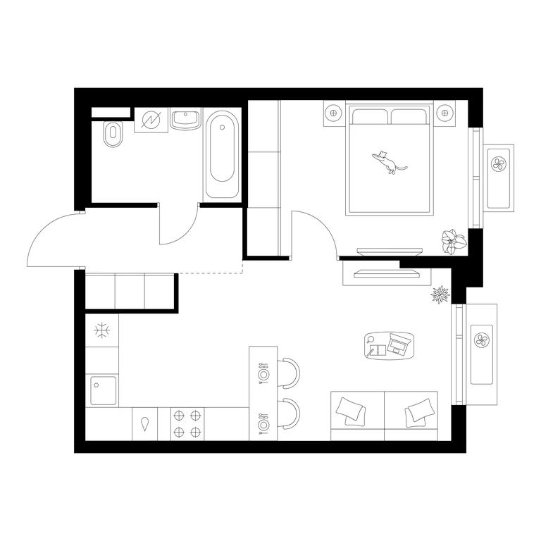1-BD Apartment Sale, 38.77平方米 at Ilinskie Luga, Zapovednaya Street, 1, posyolok Ilyinskoye-Usovo, Krasnogorsk City District, Moscow Region, Russia #1
