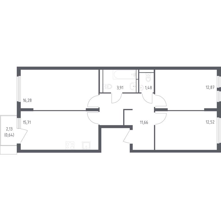2-BD Apartment Sale, 75.07 sq. m. at Ostafevo, Ostafyevskoe Highway, 12к1, Ryazanovskoe Settlement, Moscow, Russia #1 2-BD Apartment Sale, 75.07 sq. m. at Ostafevo, Ostafyevskoe Highway, 12к1, Ryazanovskoe Settlement, Moscow, Russia #1