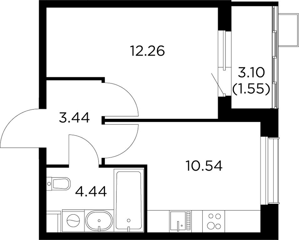 1-BD Apartment Sale, 32平方米 at Novoe Pushkino, mikrorayon Novoye Pushkino, Pushkino, Moscow Region, Russia #1