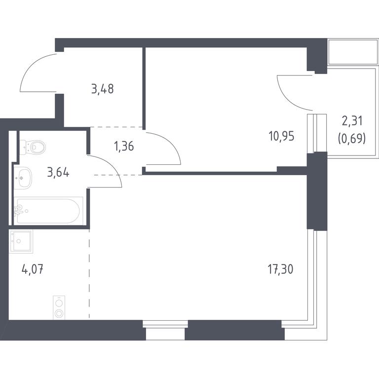 Apartment Sale, 41.49平方米 at Kvartal Marino, kvartal № 175, 1с1, Filimonkovskoye Municipal Formation, Moscow, Russia #1