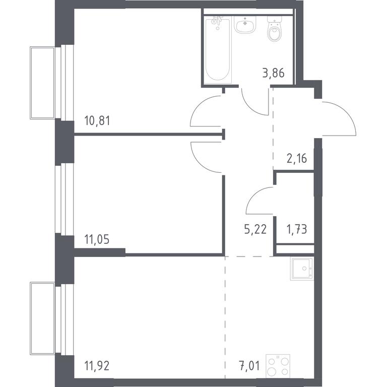 1-BD Apartment Sale, 53.76平方米 at Kvartal Marino, kvartal № 175, 1с1, Filimonkovskoye Municipal Formation, Moscow, Russia #1 1-BD Apartment Sale, 53.76平方米 at Kvartal Marino, kvartal № 175, 1с1, Filimonkovskoye Municipal Formation, Moscow, Russia #1