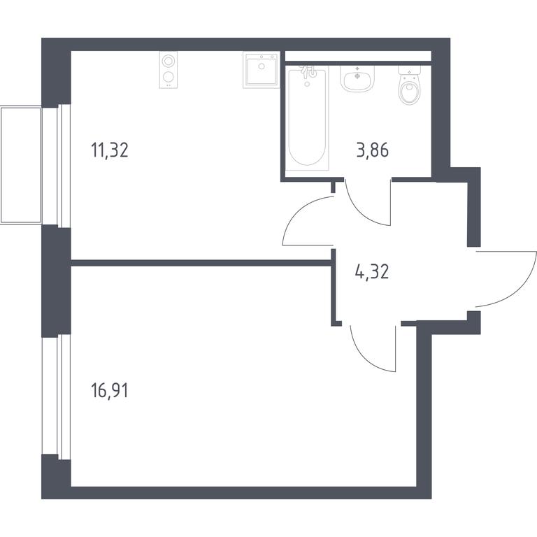 Apartment Sale, 36.41平方米 at Kvartal Marino, kvartal № 175, 1с1, Filimonkovskoye Municipal Formation, Moscow, Russia #1