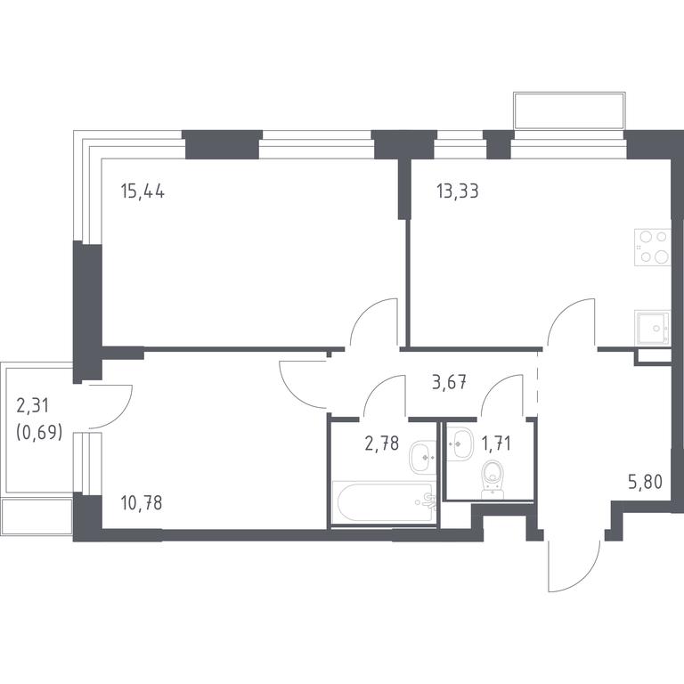 1-BD Apartment Sale, 54.2平方米 at Kvartal Marino, kvartal № 175, 1с1, Filimonkovskoye Municipal Formation, Moscow, Russia #1 1-BD Apartment Sale, 54.2平方米 at Kvartal Marino, kvartal № 175, 1с1, Filimonkovskoye Municipal Formation, Moscow, Russia #1