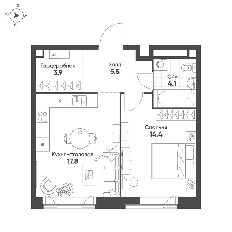 1-BD Apartment Sale, 45.7 sq. m. at Mariinn Park, Oktyabrskaya Street, 103, Moscow, Russia #1 1-BD Apartment Sale, 45.7 sq. m. at Mariinn Park, Oktyabrskaya Street, 103, Moscow, Russia #1