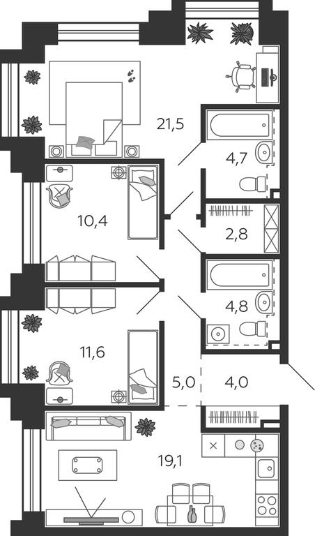 3-BD Apartment Sale, 83.9 sq. m. at Shagal, Автозаводская улица, 23, Москва, Россия #1 3-BD Apartment Sale, 83.9 sq. m. at Shagal, Автозаводская улица, 23, Москва, Россия #1