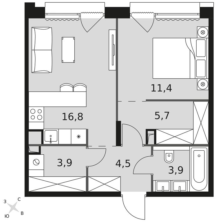1-BD Apartment Sale, 46.2 sq. m. at The Lake, Snezhnaya Street, 22, Moscow, Russia #1 1-BD Apartment Sale, 46.2 sq. m. at The Lake, Snezhnaya Street, 22, Moscow, Russia #1