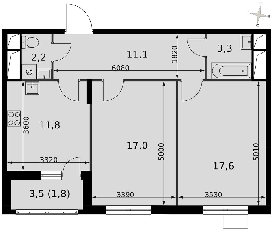 2-BD Apartment Sale, 64.7平方米 at Rimskiy, Rimskiy proyezd, 1, Settlement of Razvilka, Leninskiy City District, Moscow Region, Russia #2