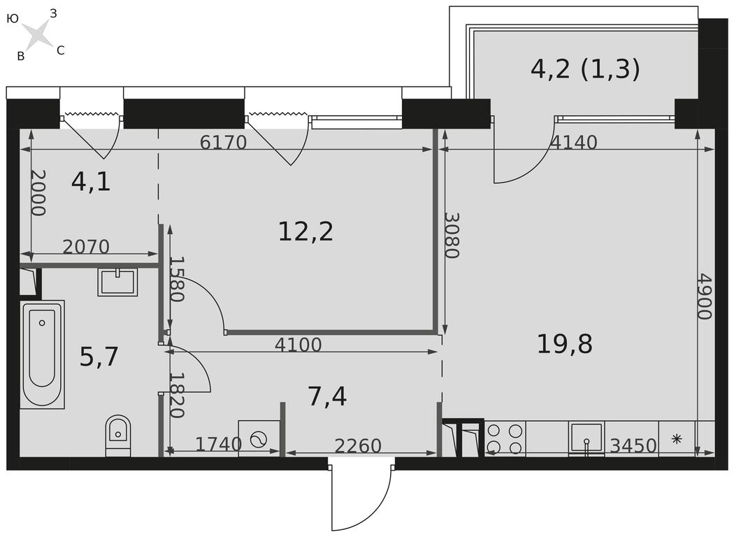 1-BD Apartment Sale, 50.5平方米 at The Lake, Snezhnaya Street, 22, Moscow, Russia #2