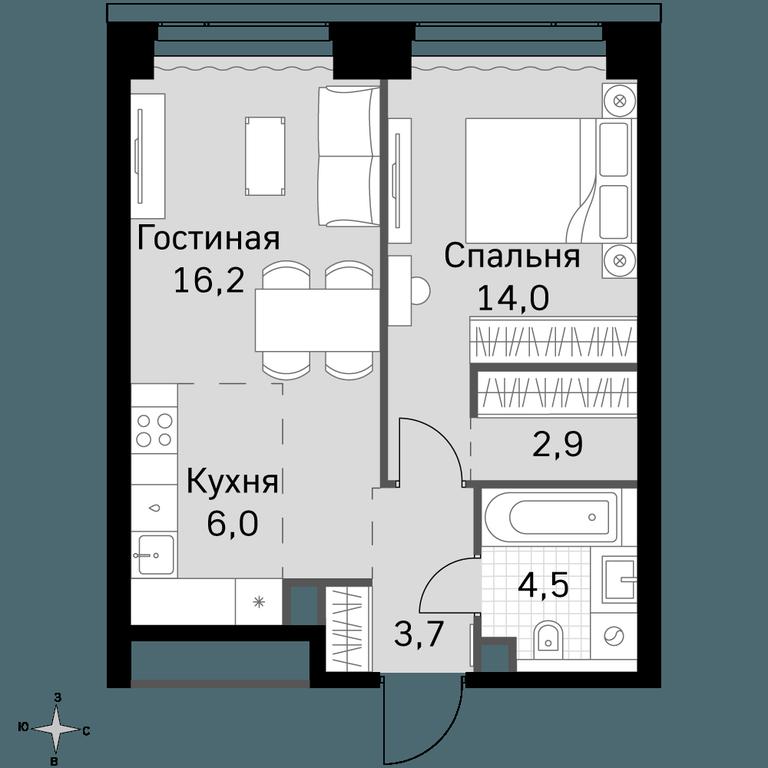 2-BD Apartment Sale, 47.3平方米 at Amber City, 3rd Khoroshyovsky Drive, 3А, Moscow, Russia #1 2-BD Apartment Sale, 47.3平方米 at Amber City, 3rd Khoroshyovsky Drive, 3А, Moscow, Russia #1