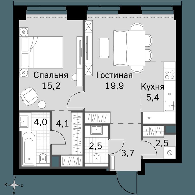 2-BD Apartment Sale, 57.3 sq. m. at Amber City, 3rd Khoroshyovsky Drive, 3А, Moscow, Russia #1 2-BD Apartment Sale, 57.3 sq. m. at Amber City, 3rd Khoroshyovsky Drive, 3А, Moscow, Russia #1