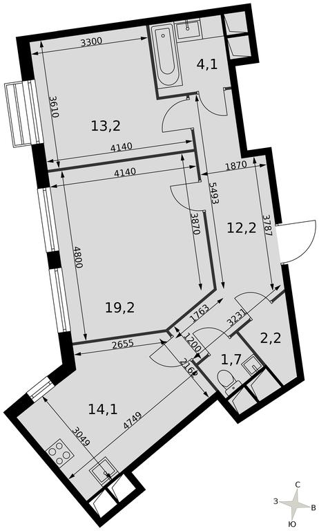 2-BD Apartment Sale, 66.7 sq. m. at Rimskiy, Rimskiy proyezd, 1, Settlement of Razvilka, Leninskiy City District, Moscow Region, Russia #2