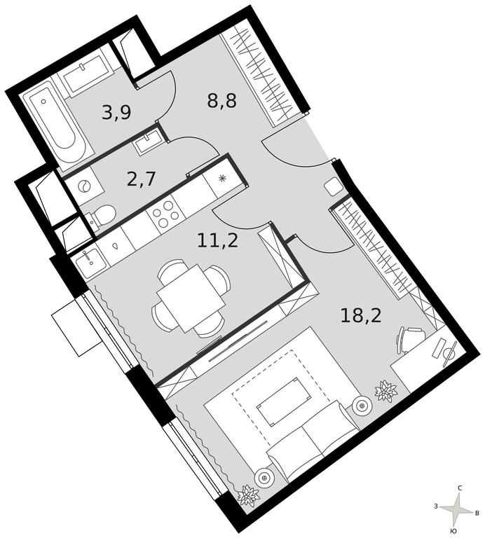 1-BD Apartment Sale, 46.3平方米 at Rimskiy, Rimskiy proyezd, 1, Settlement of Razvilka, Leninskiy City District, Moscow Region, Russia #1 1-BD Apartment Sale, 46.3平方米 at Rimskiy, Rimskiy proyezd, 1, Settlement of Razvilka, Leninskiy City District, Moscow Region, Russia #1