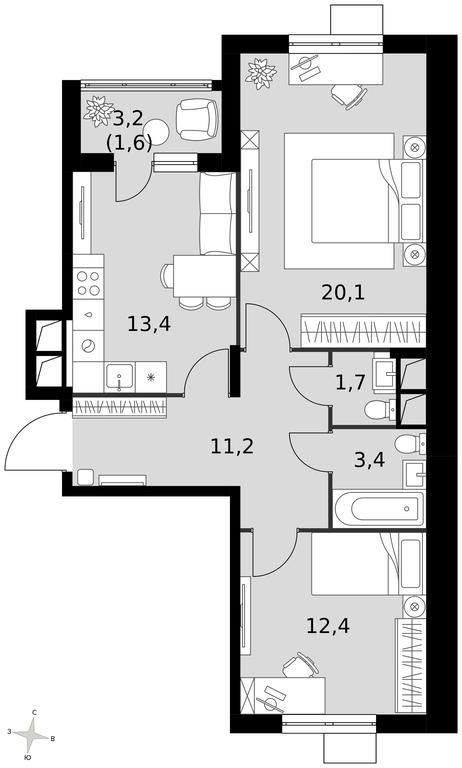 2-BD Apartment Sale, 63.7 sq. m. at Rimskiy, Rimskiy proyezd, 1, Settlement of Razvilka, Leninskiy City District, Moscow Region, Russia #1 2-BD Apartment Sale, 63.7 sq. m. at Rimskiy, Rimskiy proyezd, 1, Settlement of Razvilka, Leninskiy City District, Moscow Region, Russia #1