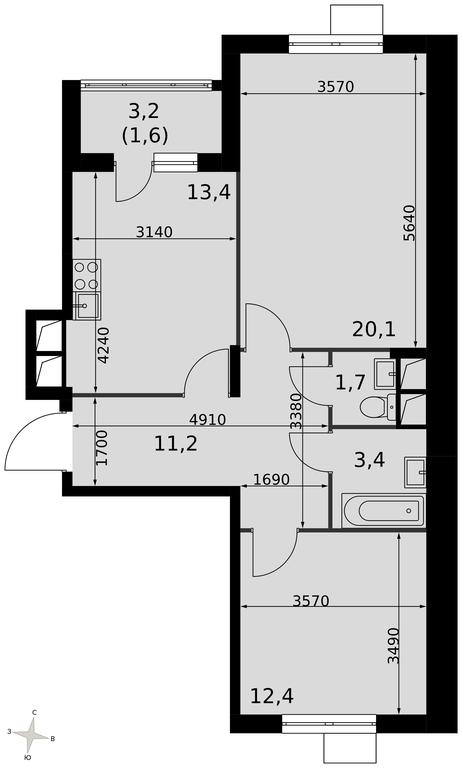 2-BD Apartment Sale, 63.7 sq. m. at Rimskiy, Rimskiy proyezd, 1, Settlement of Razvilka, Leninskiy City District, Moscow Region, Russia #2 2-BD Apartment Sale, 63.7 sq. m. at Rimskiy, Rimskiy proyezd, 1, Settlement of Razvilka, Leninskiy City District, Moscow Region, Russia #2