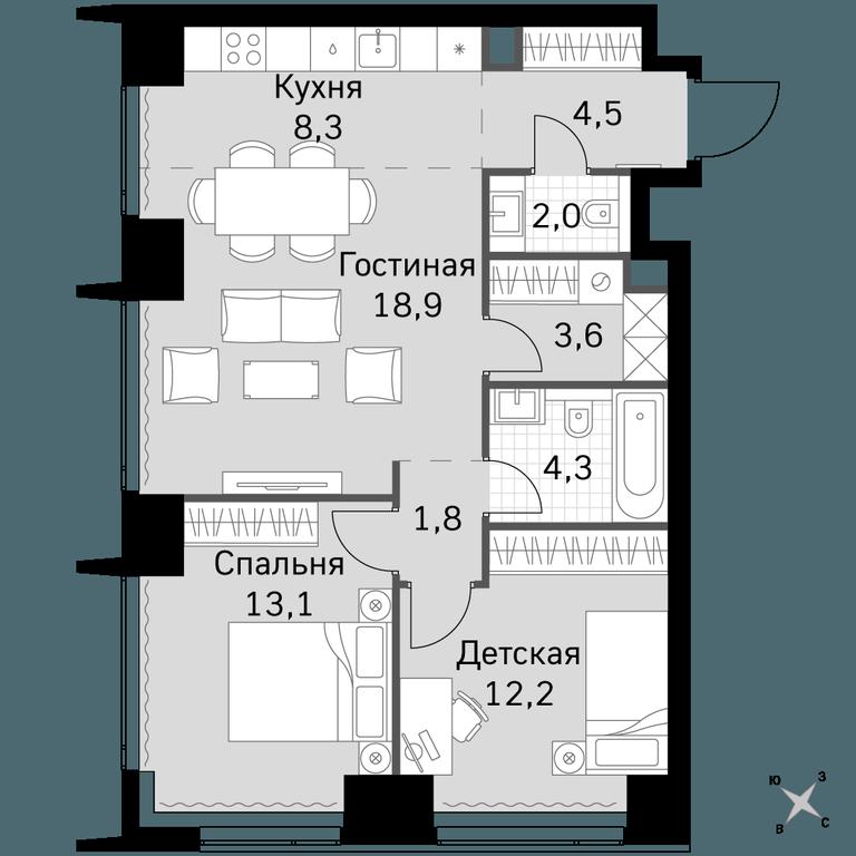 3-BD Apartment Sale, 68.7平方米 at Amber City, 3rd Khoroshyovsky Drive, 3А, Moscow, Russia #1 3-BD Apartment Sale, 68.7平方米 at Amber City, 3rd Khoroshyovsky Drive, 3А, Moscow, Russia #1