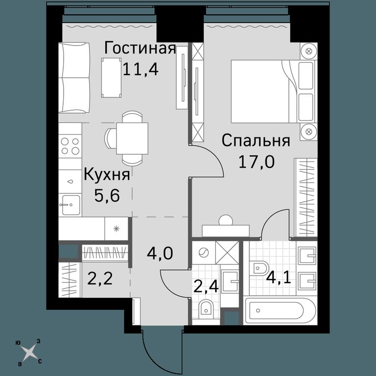 2-BD Apartment Sale, 46.7平方米 at Amber City, 3rd Khoroshyovsky Drive, 3А, Moscow, Russia #1 2-BD Apartment Sale, 46.7平方米 at Amber City, 3rd Khoroshyovsky Drive, 3А, Moscow, Russia #1