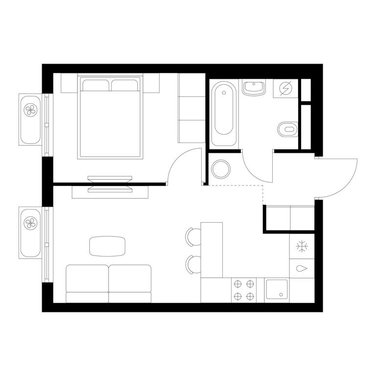 1-BD Apartment Sale, 32.2 sq. m. at Yauza Park, ulitsa Kolontsova, 4, Mytischi, Moscow Region, Russia #1