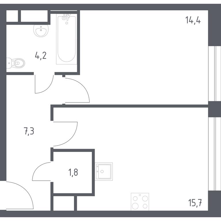 Apartment Sale, 43.5 sq. m. at Veresk, 3rd Khoroshyovskaya Street, вл19с3к1, Moscow, Russia #1