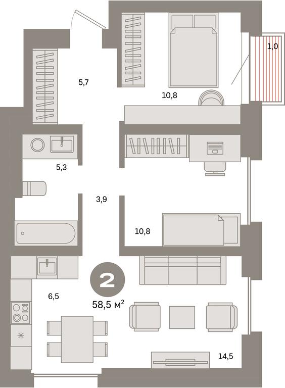 2-BD Apartment Sale, 58.5 sq. m. at Kvartal Metronom, Tagilskaya Street, Moscow, Russia #1 2-BD Apartment Sale, 58.5 sq. m. at Kvartal Metronom, Tagilskaya Street, Moscow, Russia #1