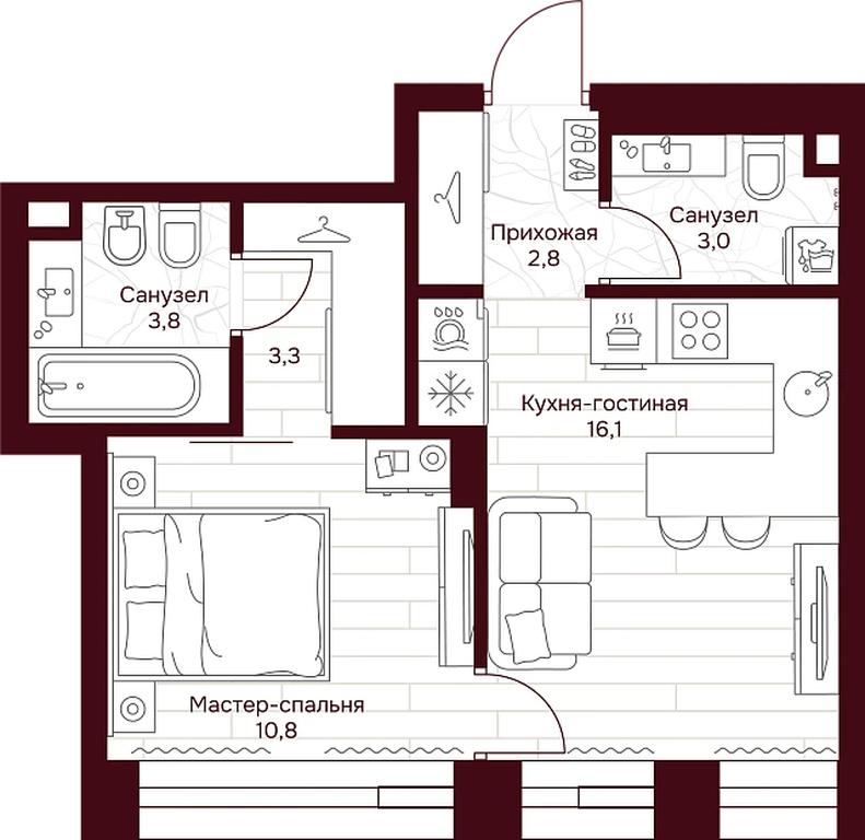 1-BD Apartment Sale, 39.3 sq. m. at Dom 7 Danilovskiy, Serpukhovsky Val Street, Moscow, Russia #1 1-BD Apartment Sale, 39.3 sq. m. at Dom 7 Danilovskiy, Serpukhovsky Val Street, Moscow, Russia #1