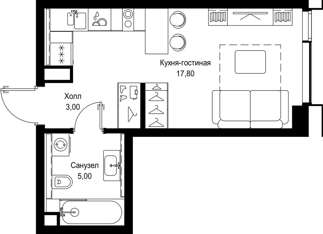 Apartment Sale, 25.8 sq. m. at Multikvartal CITYZEN, Vishnyovaya Street, Moscow, Russia #1