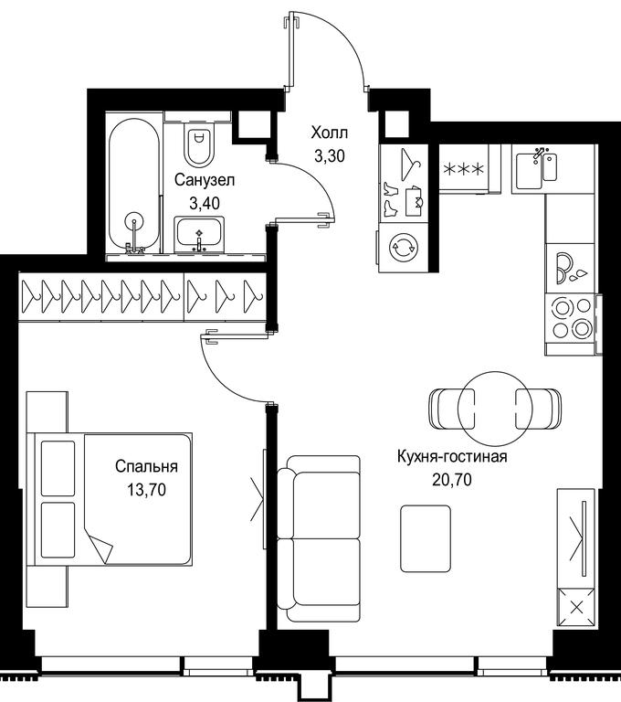 1-BD Apartment Sale, 41.1平方米 at Multikvartal CITYZEN, Vishnyovaya Street, Moscow, Russia #1 1-BD Apartment Sale, 41.1平方米 at Multikvartal CITYZEN, Vishnyovaya Street, Moscow, Russia #1