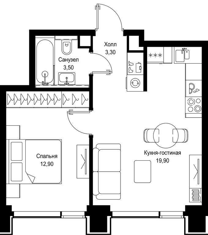 1-BD Apartment Sale, 39.6平方米 at Multikvartal CITYZEN, Vishnyovaya Street, Moscow, Russia #1 1-BD Apartment Sale, 39.6平方米 at Multikvartal CITYZEN, Vishnyovaya Street, Moscow, Russia #1