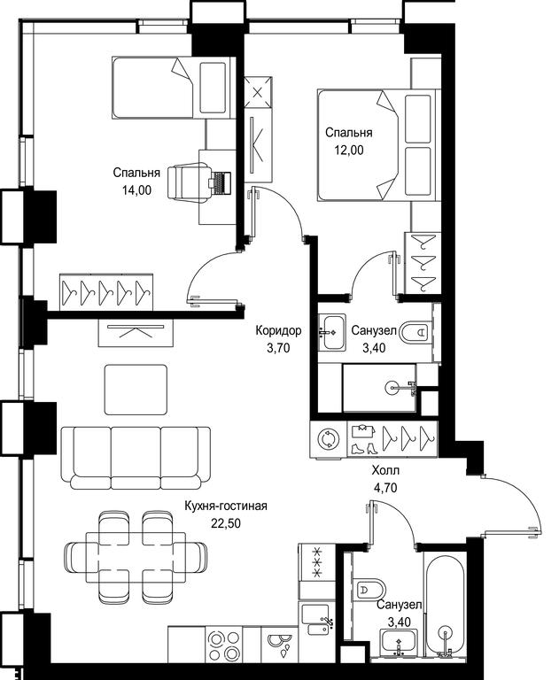 2-BD Apartment Sale, 63.7平方米 at Multikvartal CITYZEN, Vishnyovaya Street, Moscow, Russia #1 2-BD Apartment Sale, 63.7平方米 at Multikvartal CITYZEN, Vishnyovaya Street, Moscow, Russia #1