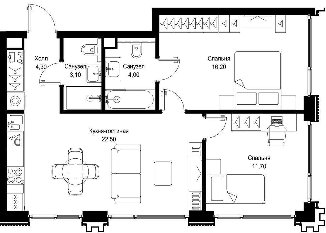 2-BD Apartment Sale, 61.7 sq. m. at Multikvartal CITYZEN, Vishnyovaya Street, Moscow, Russia #1 2-BD Apartment Sale, 61.7 sq. m. at Multikvartal CITYZEN, Vishnyovaya Street, Moscow, Russia #1