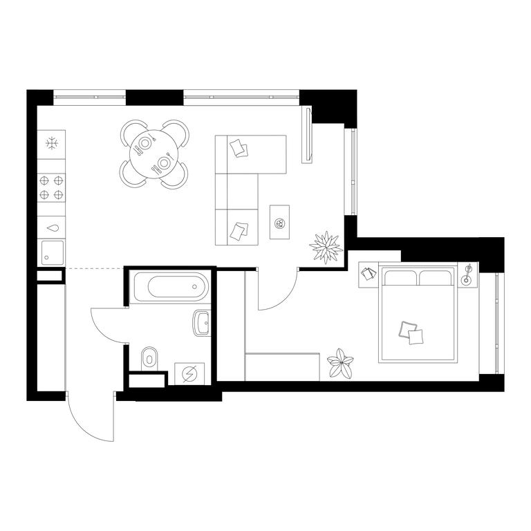 1-BD Apartment Sale, 41.8平方米 at Kavkazskiy Bulvar 51, Kavkazsky Boulevard, 51с3, Moscow, Russia #1