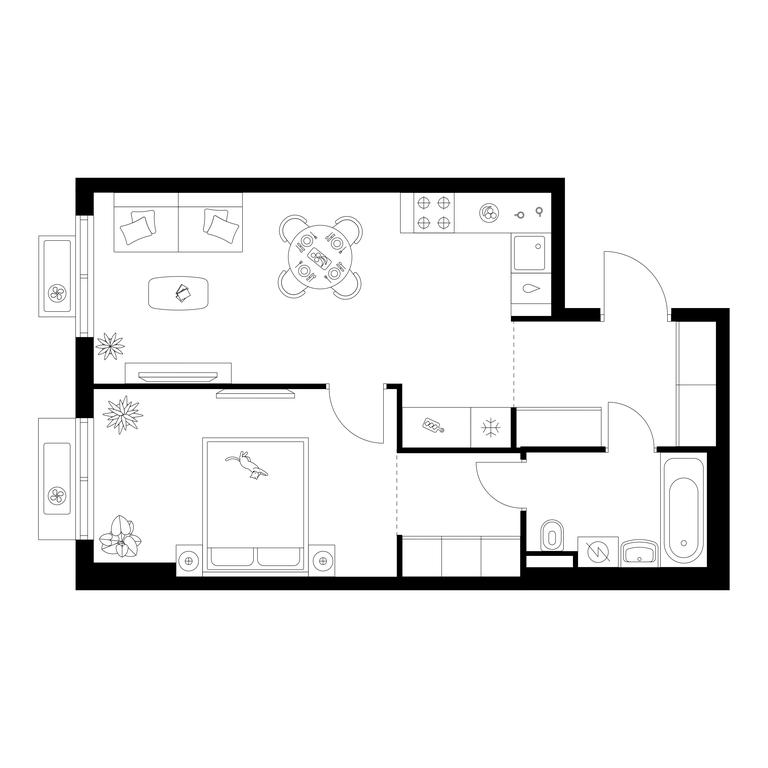 1-BD Apartment Sale, 45.65平方米 at Ilinskie Luga, Zapovednaya Street, 1, posyolok Ilyinskoye-Usovo, Krasnogorsk City District, Moscow Region, Russia #1