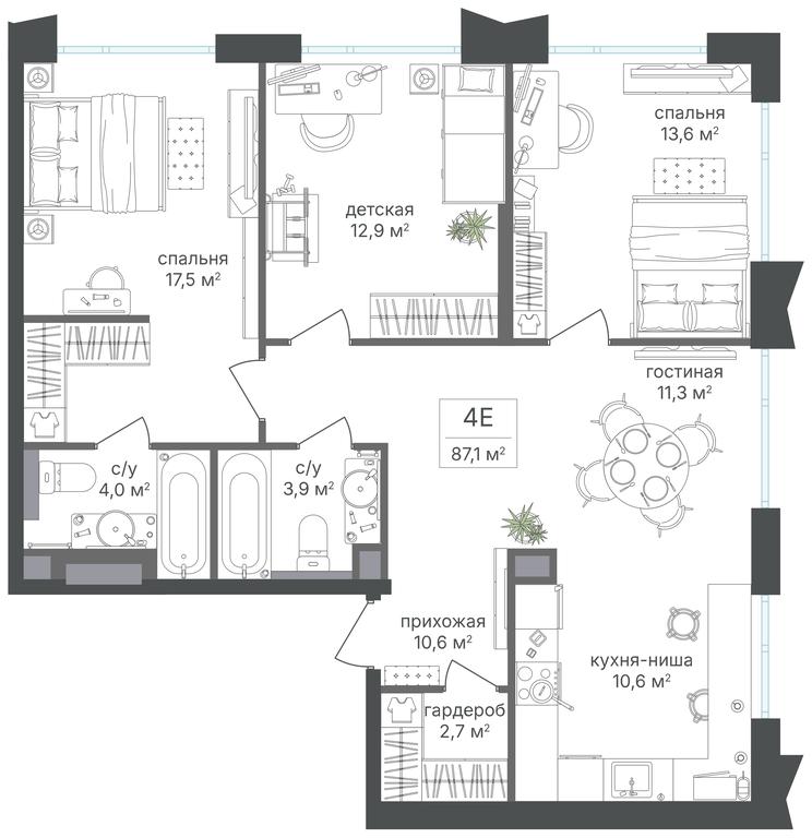 3-BD Apartment Sale, 87.1平方米 at Petrovskiy Park II, Stary Petrovsko-Razumovsky Drive, 1/23, Moscow, Russia #1